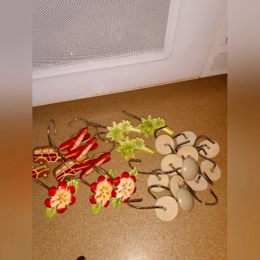 2 Complete Sets Of Shower Curtain Hooks